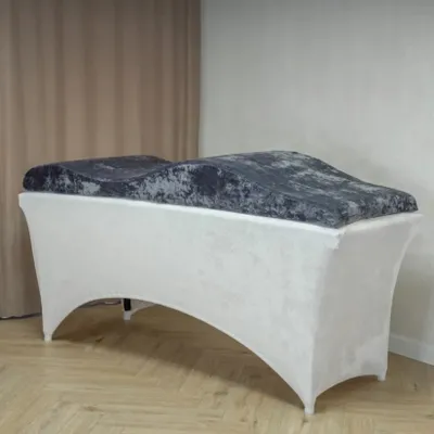 Image de Matelas à vagues avec mousse mémoire & velours | Pour extensions de cils, PMU & soins esthétiques | Taille 180x60 cm | Confort professionnel, gris