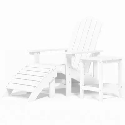 Immagine prodotto di Sedia Giardino con Poggiapiedi e Tavolo Adirondack HDPE Bianco