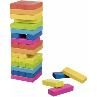 Image de GOKI Jeu d'équilibre Tour en bois Jenga Arc-en-ciel