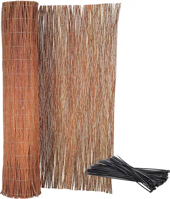 Obrázok produktu pre KOTARBAU® Vŕbová rohož Vŕbová rohož na balkón, terasu, záhradu 150x500cm Odolná rohož na ochranu súkromia Prírodný pozinkovaný drôt Pre vysokú stabilitu so zväzkami káblov
