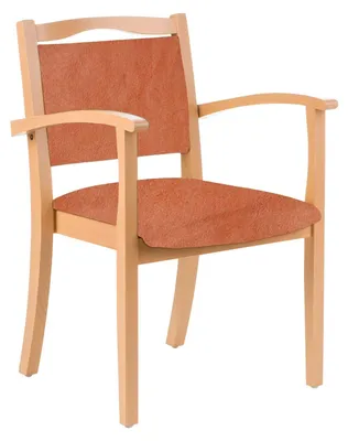 Produktbild von 4-Fußstuhl Holzstuhl mit Armlehnen Alexander Seniorenstuhl Pflegestuhl.Farbe:Stoff Almara Pfirsich