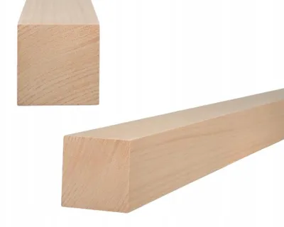Obrázok produktu pre Štvorhranné drevo - Bukové drevo - 6 x 6 x 130 cm - Skosené hrany - Na zábradlia, schody, nábytok - Drevené stĺpiky