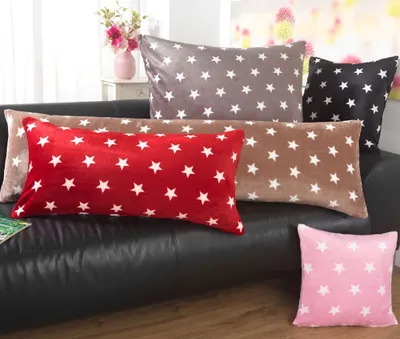 Produktbild von Nicky-Teddy Cashmere Touch Kissenbezug Kissenhülle alle Größen Couchkissen Sofakissen Deco Sterne, Größe:2x 40x80 cm, Designe:Sterne-Weinrot