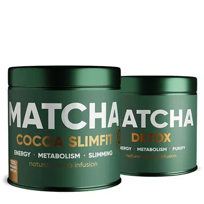 Produktbild von WOW TEA Detox Duo – Matcha Berry Detox & Cocoa mit 42-Tage Programm, -Japanischer Matcha für Detox, Abnehmen & langanhaltende Energie
