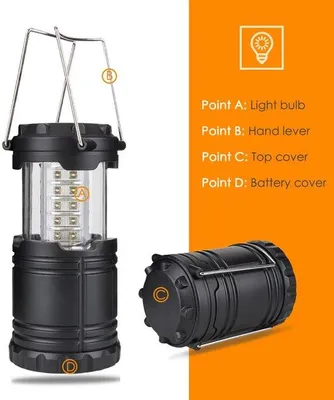 Obrázek produktu pro 30LED lampa, vodotěsná kempingová lampa, napájená bateriemi (nejsou součástí balení), nouzová lampa, přenosná kempingová lampa, pracovní lampa a svítilna