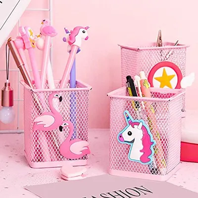 Metallischer Lustiger Stift- und Bleistifthalter - Quadratische Caddy-Box für Büro und Zuhause