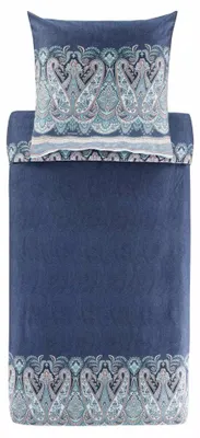 Satin-Bettwäsche-Set SABBIONETA, Blau, 155x220+80x80
