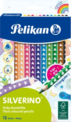 Image de Crayons triangulaires Silverino épais 12 couleurs