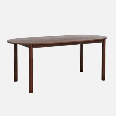 Produktbild von sweeek - Ovaler Esstisch 180 cm aus Heveaholz für 6 Personen - Nussbaumfarben