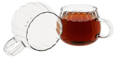Obrázek produktu pro 4dílná sada sklenic s uchem 250 ml – žáruvzdorné sklo s rýhovaným designem