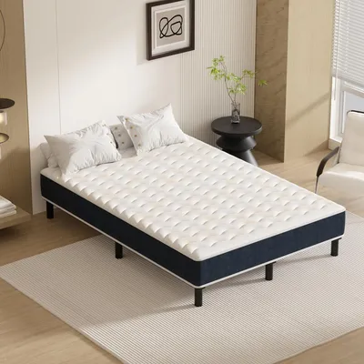 Produktbild von DEWINNER Matratzen-Set 140 x 200 CM mit Lattenrost, Taschenfederkernmatratze und robustem Bettgestell aus Eisen mit 6 Beinen, Komplettbett, Höhe 15cm