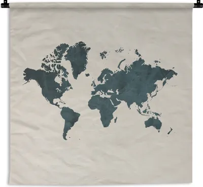 Produktbild von MuchoWow® Wandteppich Wandbehang Weltkarte - Marmor - Blau 150x150 cm Tapisserie Dekoration Wandtuch - Wohnaccessoires - Modernes