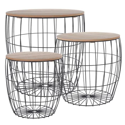 Productafbeelding van Tafels met opbergruimte, 2-in-1, zwart, set van 3