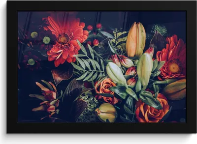 Produktbild von MuchoWow® MuchoWow® Gerahmtes Poster Blumenstrauß - Stilleben - Blumen - Pflanzen - Rot 30x20 cm - Poster mit zchwarzem Bilderrahmen - Kunstdruck - Bild-Poster