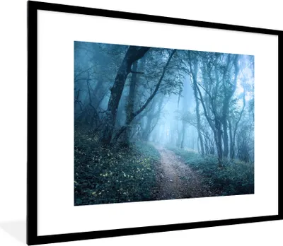 Produktbild von MuchoWow® Gerahmtes Poster Bäume - Natur - Nebel 80x60 cm - Poster mit Schwarzem Bilderrahmen Wandposter Rahmen Foto Bilder - Schlafzimmer-Dekorationen - Fotoposter