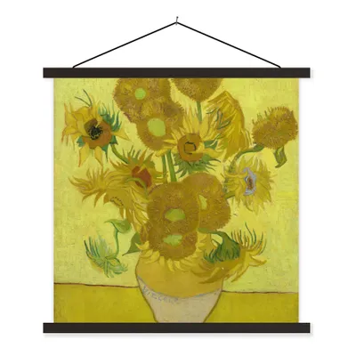 Produktbild von MuchoWow® Textilposter Sonnenblumen - Vincent van Gogh 40x40 cm mit schwarzem Rahmen - Fotos
