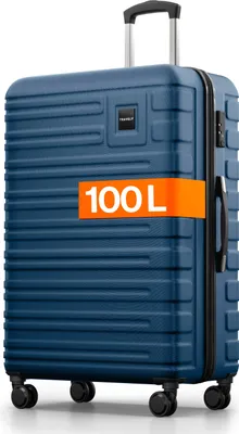 Produktbild von Travely Polycarbonat Koffer Groß 77cm XL - 100L Innenvolumen - 158cm Gurtmaß, sehr robuster Hartschalen Koffer mit sanften Rollen & TSA Schloss, Reisekoffer, Koffer & Trolleys, Reisekoffer mit Rollen
