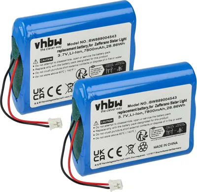 Produktbild von vhbw 2x Akku Ersatz für Zafferano BAT04705506701900, 8056300198024 für Tischlampe, Nachttischlampe (7800 mAh, 3,7 V, Li-Ion)
