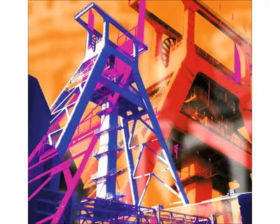 Produktbild von Glasbild Bochum Förderturm orange 20x20 cm