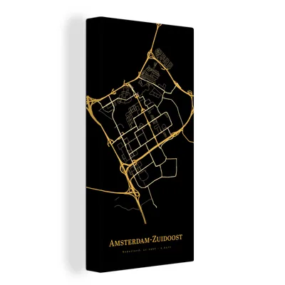 Obrázok produktu pre OneMillionCanvasses® - Maľba na plátne - Obraz na plátne Nástenná maľba na plátne - Amsterdam-Zuidoost - Pôdorys - Gold - 20x40cm - Fotografia na