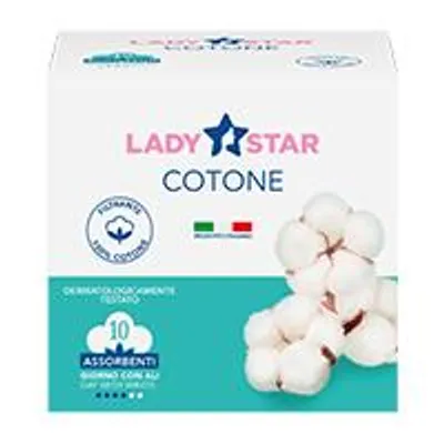 Immagine prodotto di Assorbenti Esterni Ladystar Cotone Giorno Ali 10 Pezzi