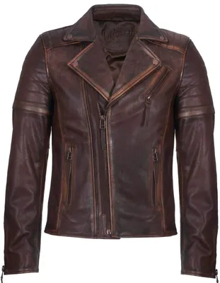 Obrázok produktu pre Kožená bunda pánska, štýl biker, strih slim fit