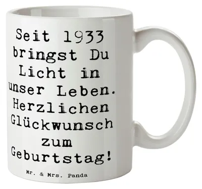 Produktbild von Mr. & Mrs. Panda Kaffeetasse Spruch 1933 Geburtstag - Weiß - Geschenk, Feier, Becher, besondere Tag, Henkelpott, handgefertigt, Alter, Kaffeebecher, Happy Birthday, Tasse