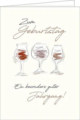 Produktbild von Geburtstag - A4 Karte mit Umschlag – Weingläser - „Zum Geburtstag“