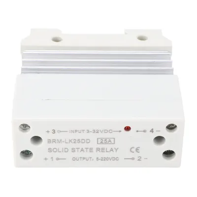Obrázok produktu pre Polovodičové relé – DC-DC vstup 3–32 V, výstup 5–220 V, 25 A, jednofázové, kompaktné SSR s chladičom