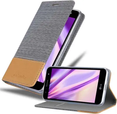 Cadorabo Custodia Libro per LG X Power in Grigio Chiaro Marrone - con Vani di Carte, Funzione Stand e Chiusura Magnetica - Portafoglio Cover Case