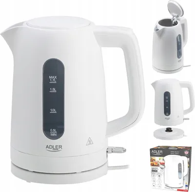 Zdjęcie produktu dla Adler AD 1379 Czajnik 2200W, 1,7 L, system STRIX, obrotowy 360° - Biały