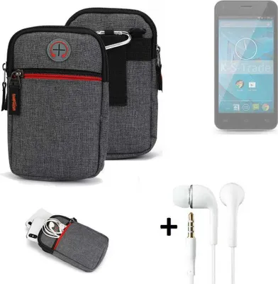 Produktbild von K-S-Trade Gürteltaasche + Kopfhörer kompatibel mit Qilive Q.4868 Handy Tasche Holster Schutz Hülle Handy Hülle grau Zusatzfächer 1x