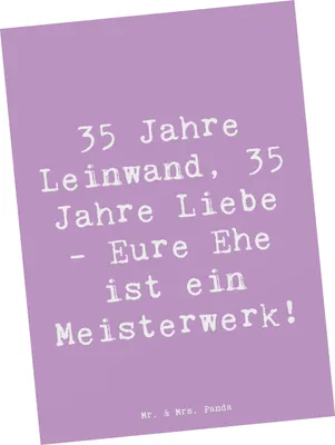 Produktbild von Mr. & Mrs. Panda Postkarte Spruch 35. Hochzeitstag Leinwandhochzeit - Lavendeltraum - Geschenk, Fotokarte, Ansichtskarten, Postkarten, Ansichtskarte, Heirat, Heiraten