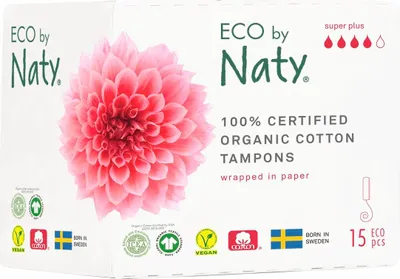 Obrázok produktu pre Dámske ECO tampóny Naty (15 ks) - super plus