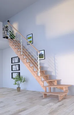 Produktbild von Holztreppe Lindos (Buche) in  1/4 gewendelter Ausführung links-80 cm-Design Geländer Edelstahl-ohne Setzstufen