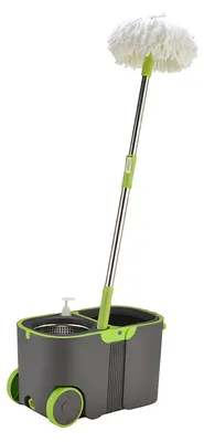 A spin mop and bucket set is shown against a white background.