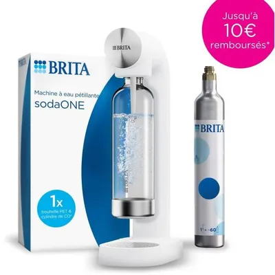 Image de Machine à soda BRITA - SodaONE Blanche - 1 bouteille de 1 L et 1 cartouche de CO2 incluses