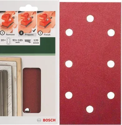 Produktbild von Bosch Klett Schleifblatt 10 x 93 x 185 mm,K 120 für Black & Decker Schwingschleifer