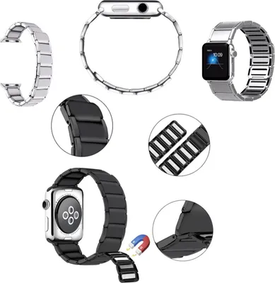 Obrázek produktu pro Pro Apple Watch Series 9 8 7 45 / 6 SE 5 4 44 / 3 2 1 42mm Magnetický ocelový náhradní náramek Silver Smart Watch New
