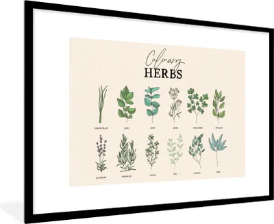 Produktbild von MuchoWow® Gerahmtes Poster Pflanzen - Kräuter - Lebensmittel 90x60 cm - Poster mit Schwarzem Bilderrahmen Wandposter Rahmen Foto Bilder - Wanddekoration - Fotos