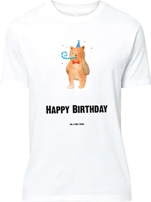 Produktbild von Mr. & Mrs. Panda Größe L T-Shirt Bär Geburtstag - Weiß - Geschenk, mit Spruch, Tshirt, Teddy, Alles Gute, Glückwunsch, Shirt, Happy Birthday