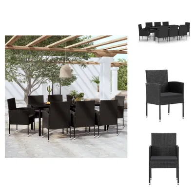Produktbild von vidaXL 9-tlg. Garten-Essgruppe Schwarz -  Gartenmöbel-Sets