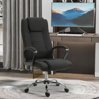 Produktbild von Sweiko Bürostuhl Ergonomischer Schreibtischstuhl mit Armlehne, Höhenverstellbarer Drehstuhl mit Leinenoptik, Gepolstert Computerstuhl, Schwarz