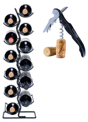 Immagine prodotto di Lendo Online Wine Rack 12 bottiglie in piedi in acciaio nero