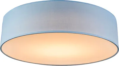 Produktbild von Qazqa led Modern Stoff Deckenleuchte, Deckenlampe - Drum Led - Blau, Rund, 2700K, warmweiß, Ideal als Bürolampe, Flur, Schlafzimmerlampe und Wohnzimmerlampe