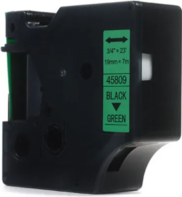 Image de JetWorld Replacement Dymo D1 Black on Green Tape, 19mm x 7m (45809) (S0720890)