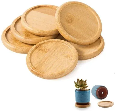 Image de Lot de 6 dessous-de-plat ronds en bambou, 8 cm, pour la décoration