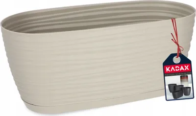 Zdjęcie produktu dla KADAX "Temara" doniczka ze spodkiem, doniczka, plastikowa doniczka, sadzarka, owalna, 27 cm, szara