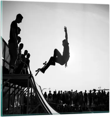 Produktbild von Bilder auf glas - Sport Skateboard - 60x60cm - Glasbilder - Wandbilder - Kunstdruck - zum Aufhängen bereit - Wanddekoration aus Glas - Glas Bilder - Wandbild auf Glas - Einteilig - GAC60x60-3655