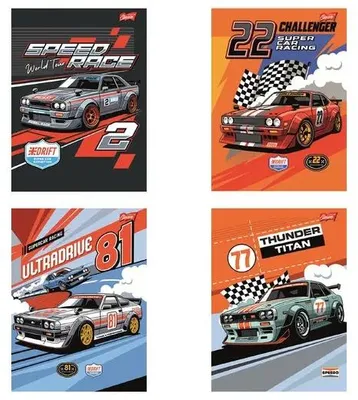 Produktbild von A5-Heft, 32 Seiten = Buntes "Racing Team"-Design, laminiert